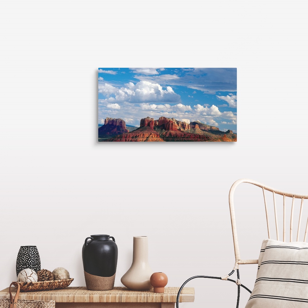 A farmhouse room featuring Large white clouds over the desert landscape of Sedona, Arizona.