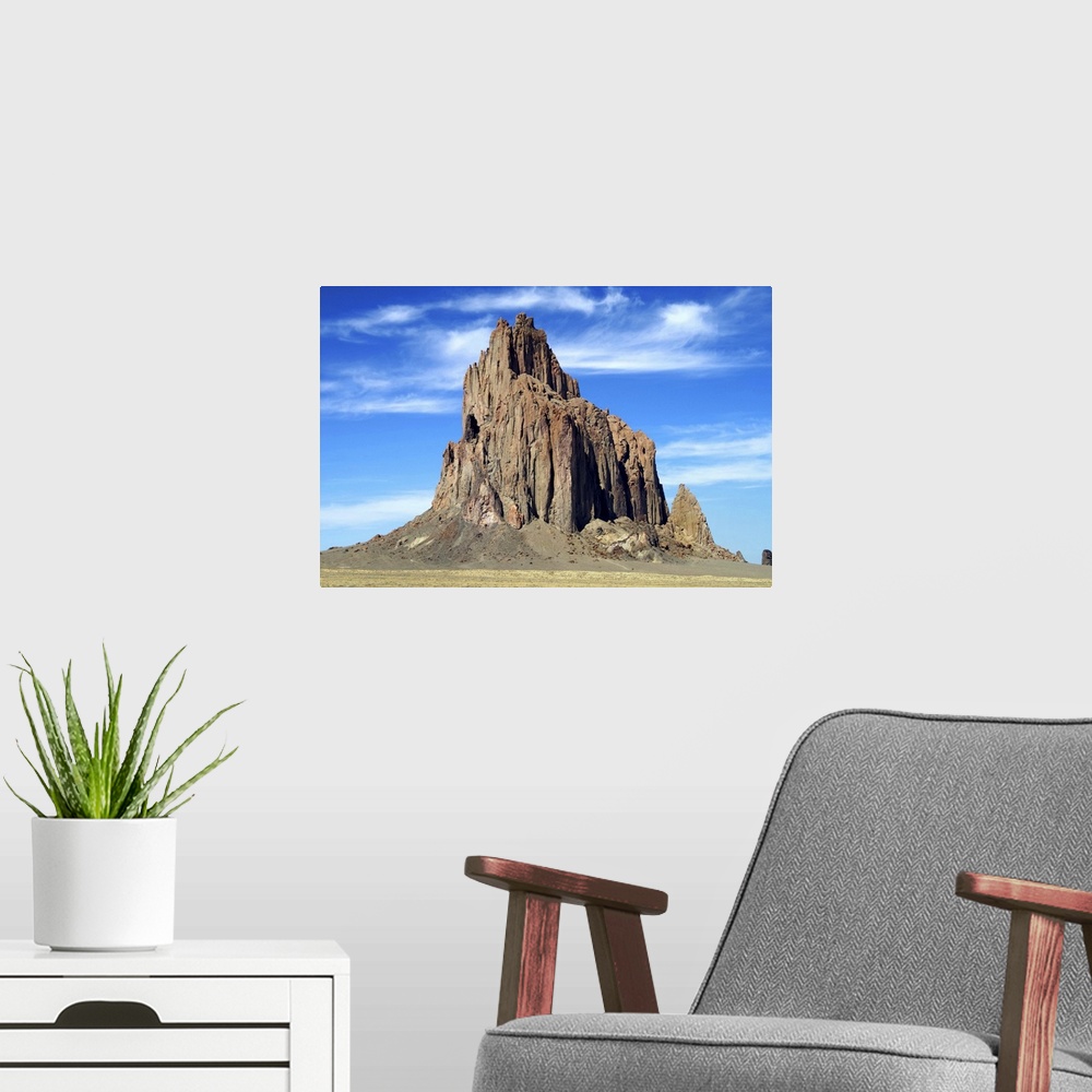 A modern room featuring Shiprock