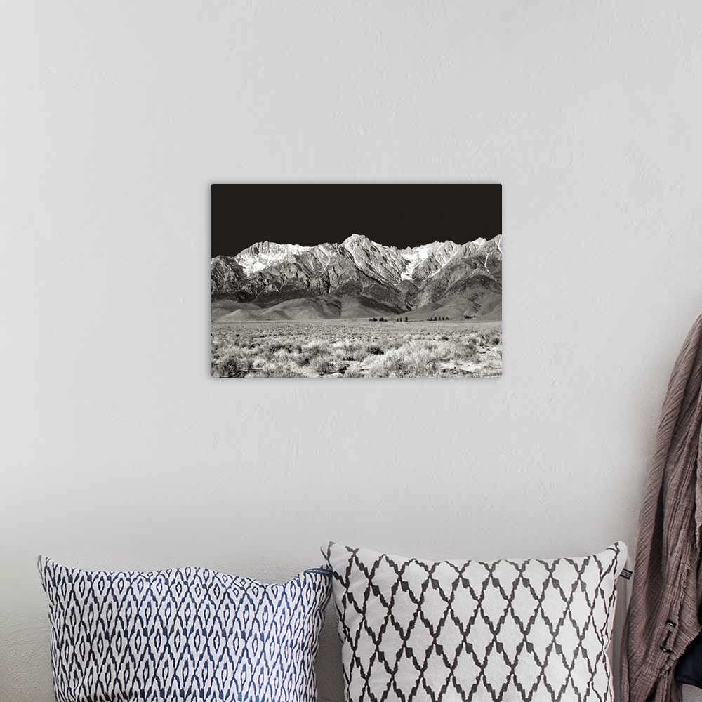 A bohemian room featuring Sierra Nevada Mountains I Black and White