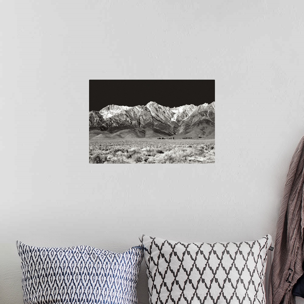 A bohemian room featuring Sierra Nevada Mountains I Black and White