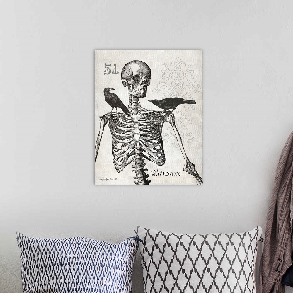 A bohemian room featuring Skeleton