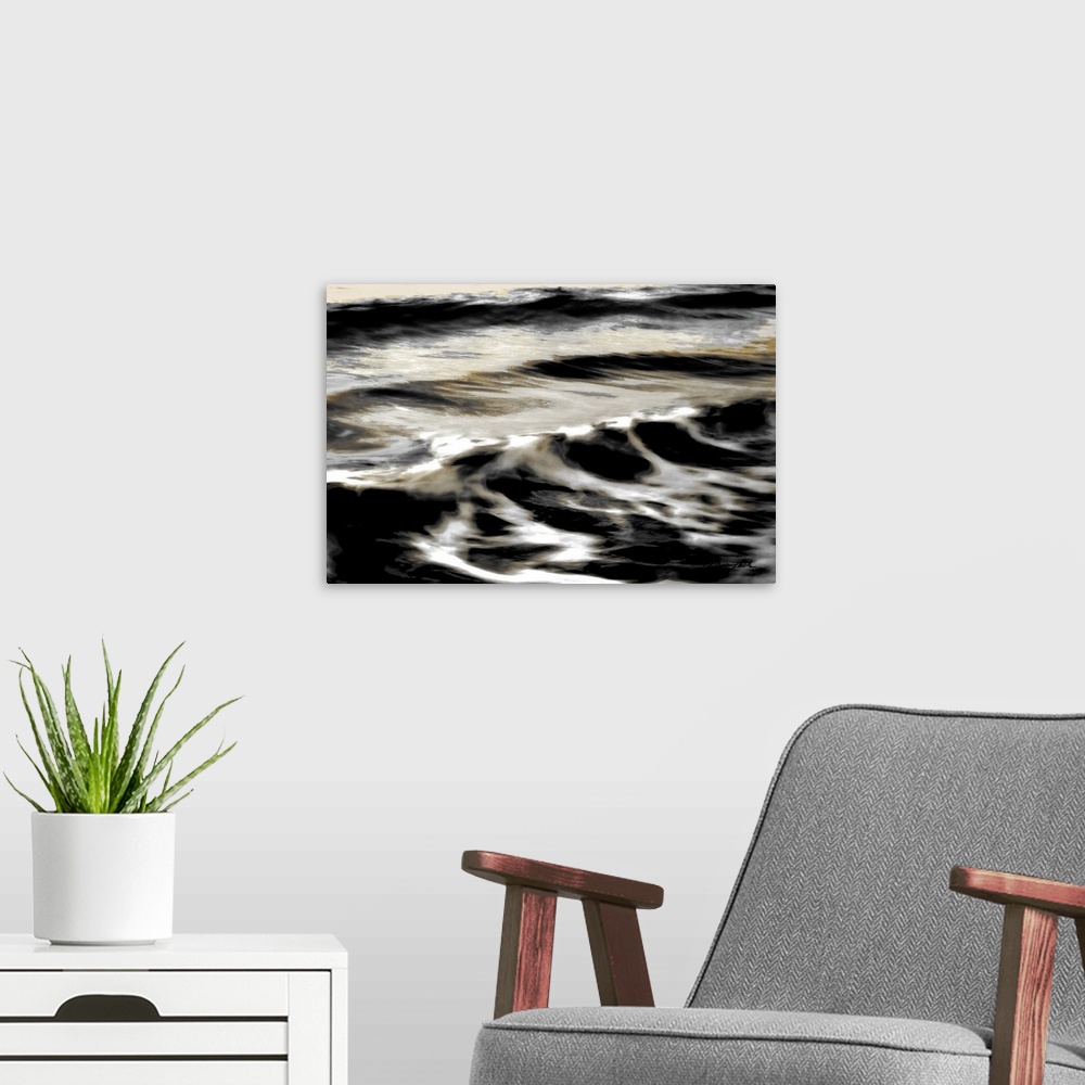 A modern room featuring Stormy Waves