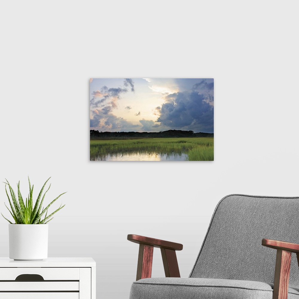A modern room featuring Sunset on Bogue Sound 2