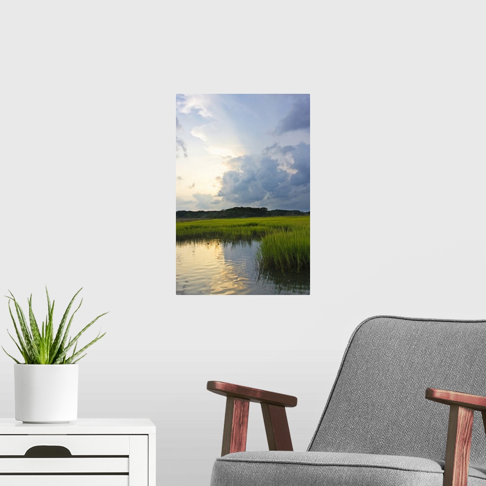 A modern room featuring Sunset on Bogue Sound 3