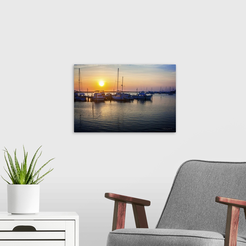 A modern room featuring Sunset On The Boats