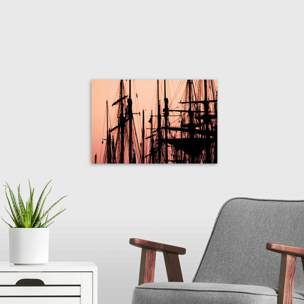 A modern room featuring Tall Ships at Sunset 2
