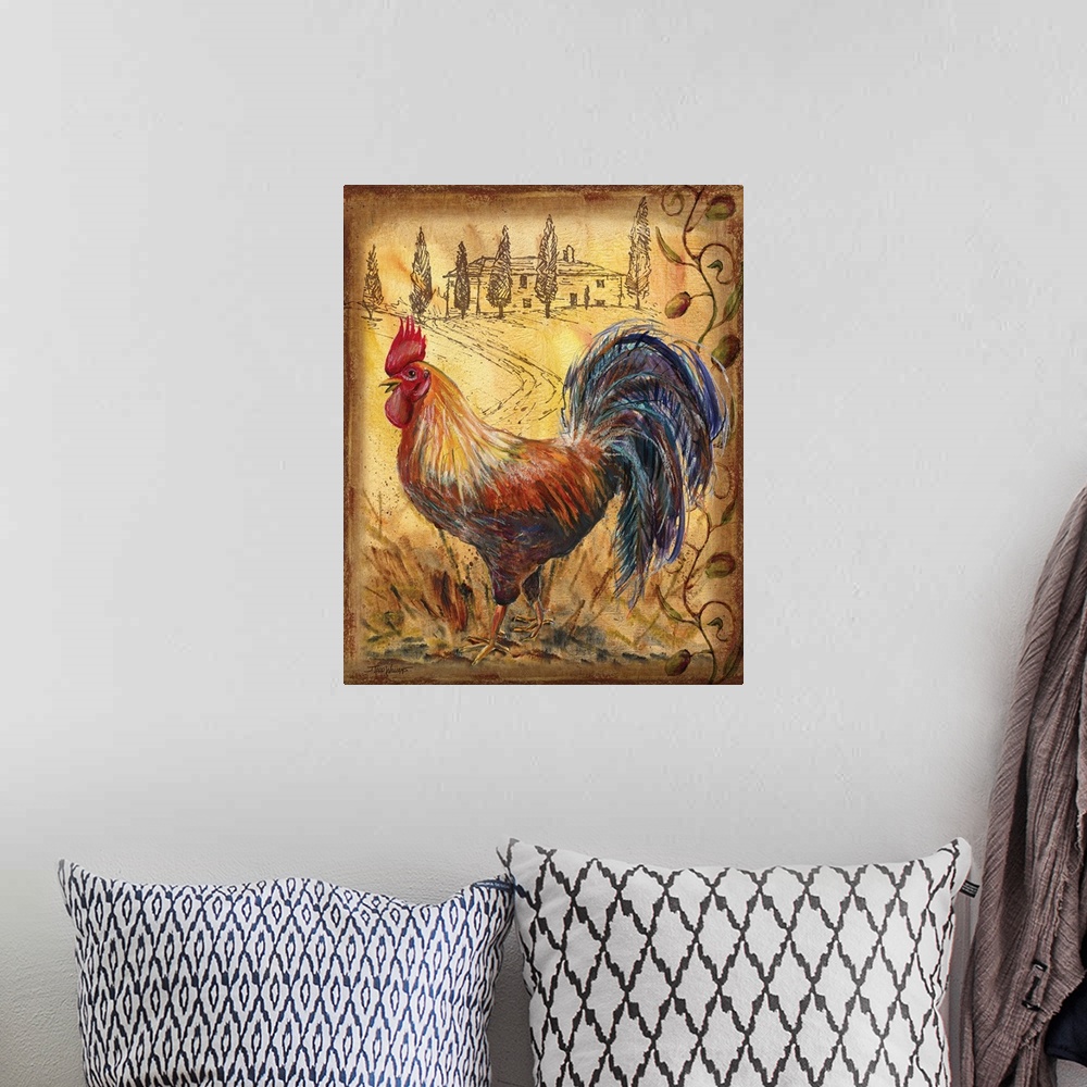 A bohemian room featuring Tuscan Rooster II