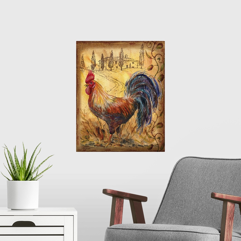 A modern room featuring Tuscan Rooster II