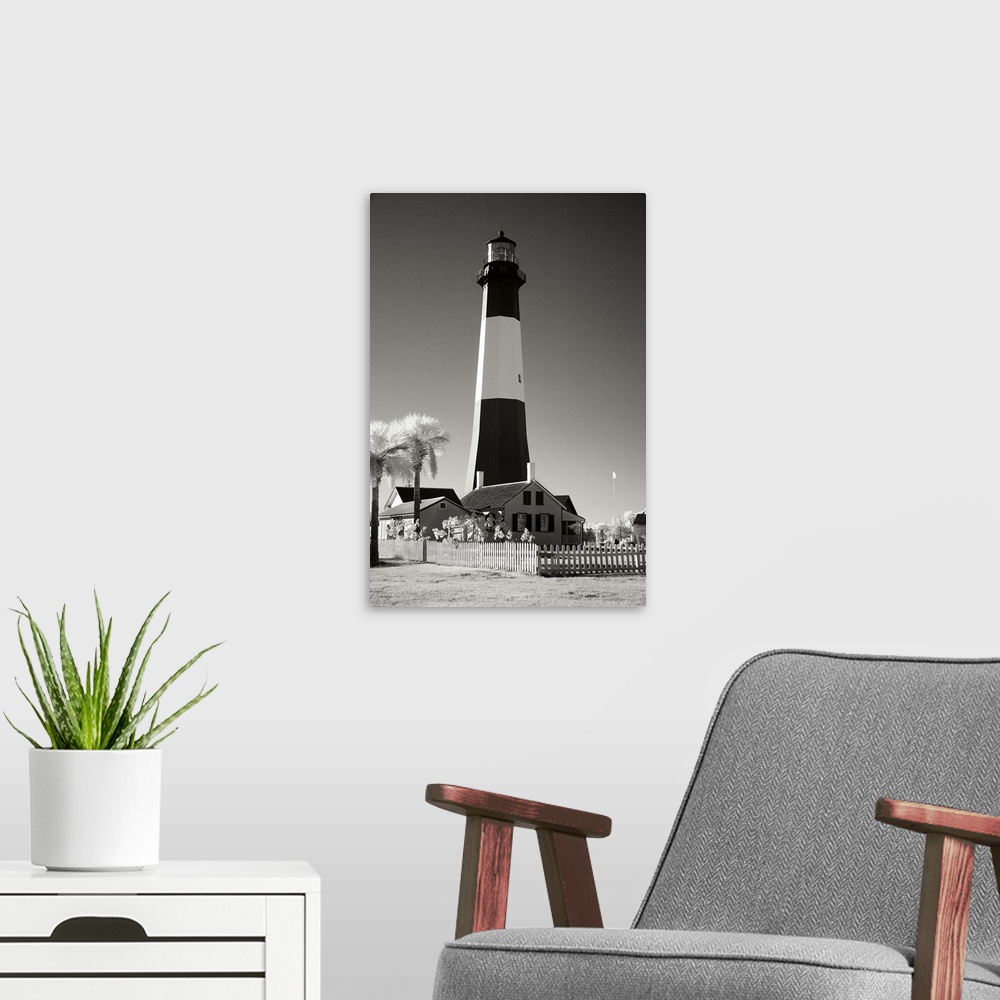 A modern room featuring Tybee Island Lighthouse
