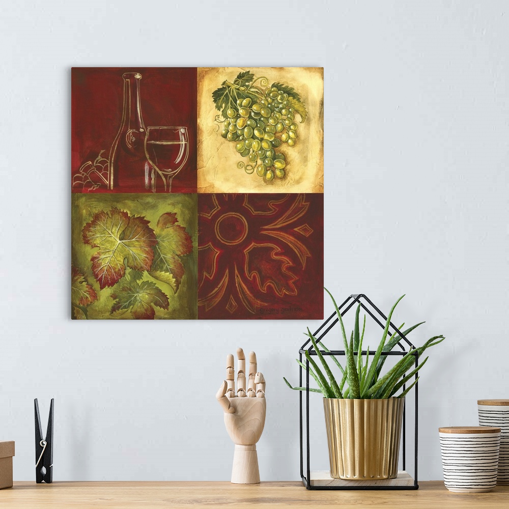 A bohemian room featuring Wine Collage I