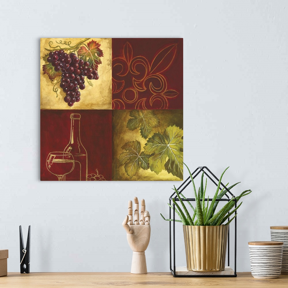 A bohemian room featuring Wine Collage II