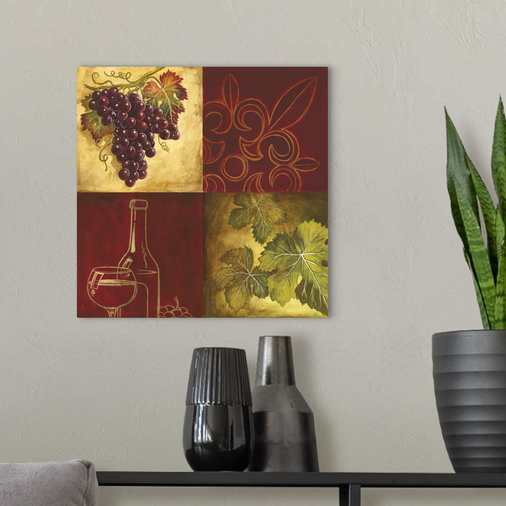A modern room featuring Wine Collage II