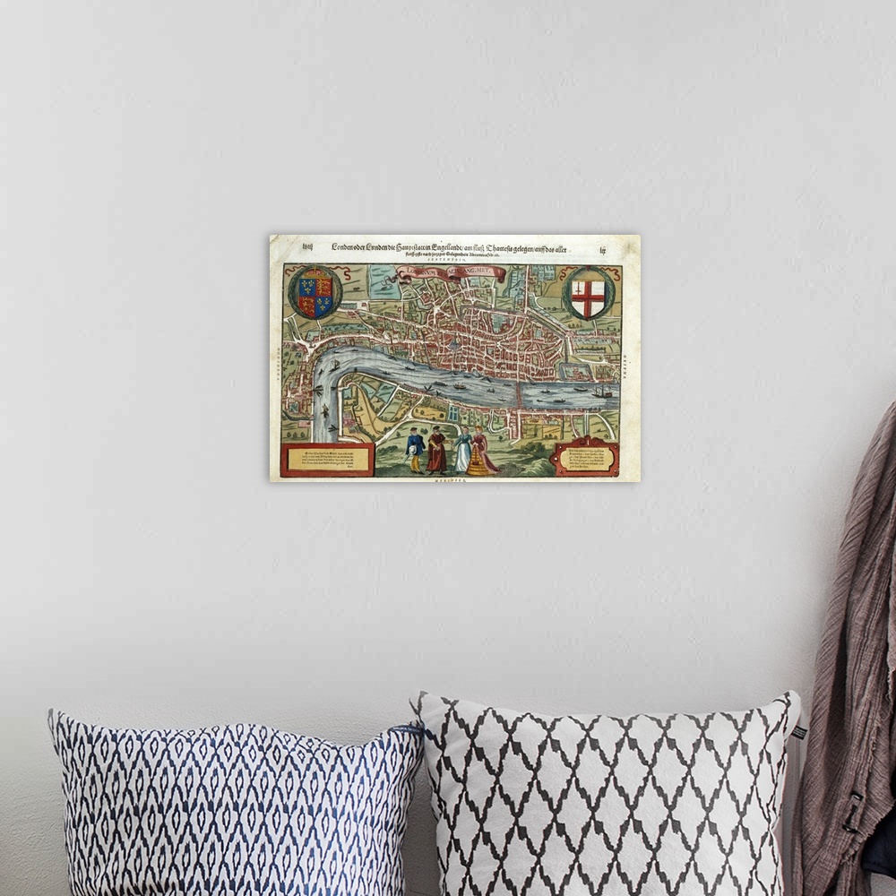 A bohemian room featuring 16th-Century Map Of London