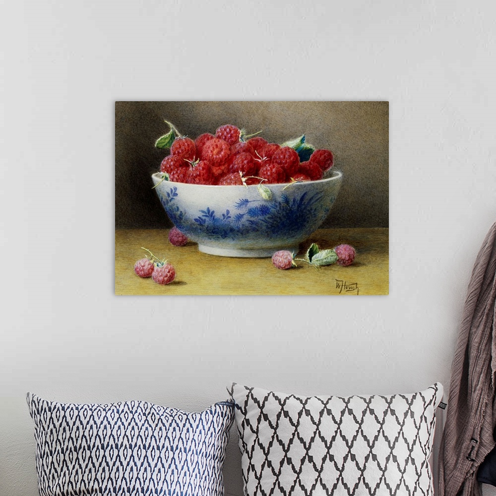 A bohemian room featuring A Bowl Of Raspberries By Willam B. Hough