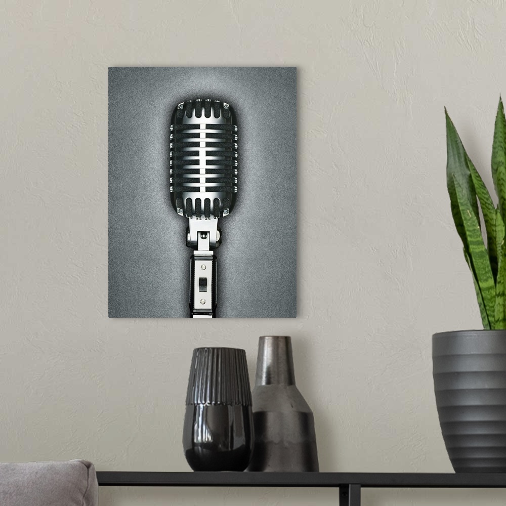 A modern room featuring Wall art for the home or office this photograph shows this piece of musical equipment against a s...
