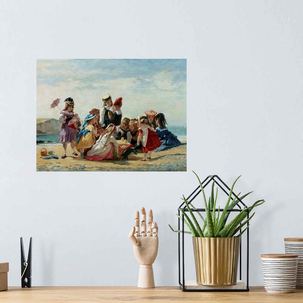 A bohemian room featuring A Day At The Seaside By Timoleon Lobrichon