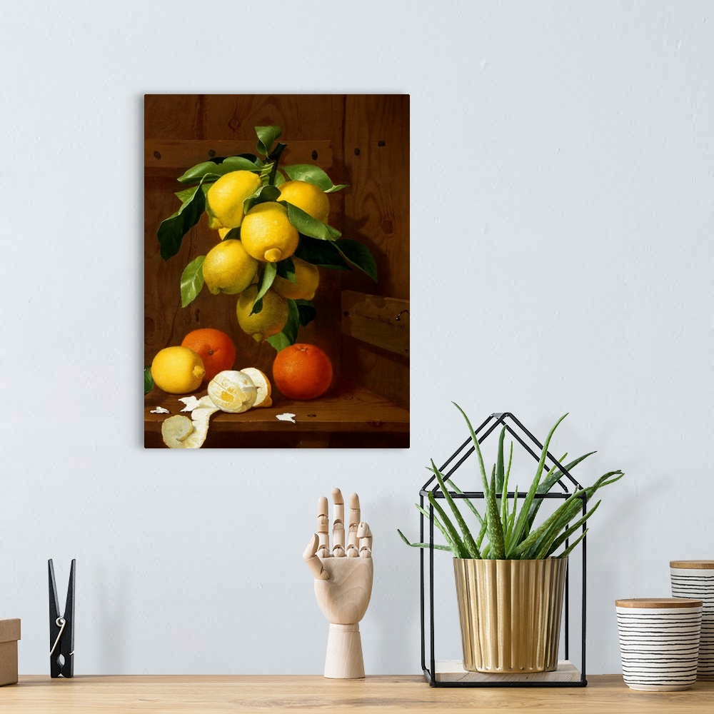 A bohemian room featuring A Still Life Of Lemons And Oranges By Antonio Mensaque