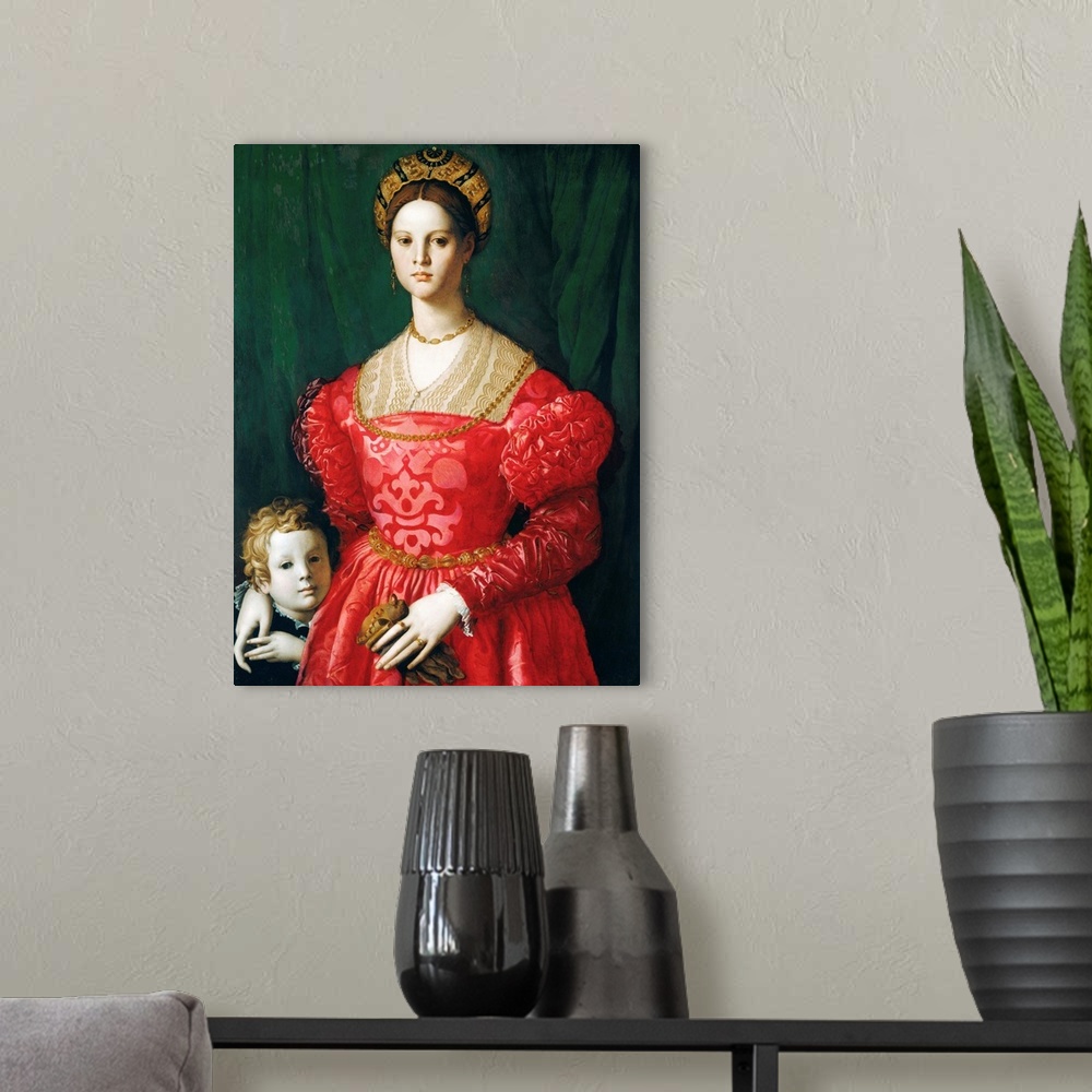 A modern room featuring Bronzino (Italian, 15031572), A Young Woman and Her Little Boy, c. 1540, oil on panel, 99.5 x 76 ...