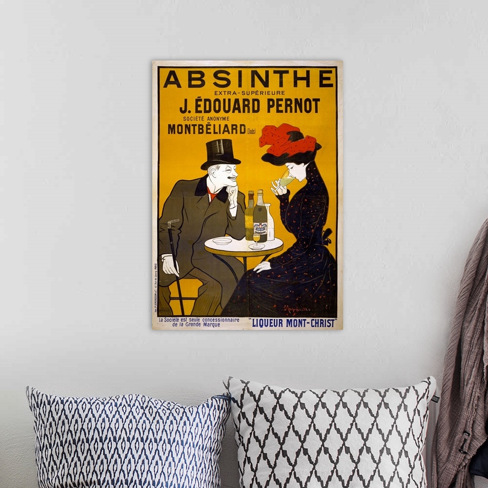 A bohemian room featuring Absinthe extra-superieure J. Edouard Pernot. Poster from between 1900 and 1905, 150 x 110 cm.