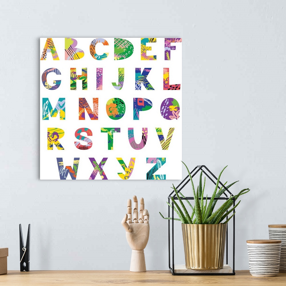 A bohemian room featuring Abstract Alphabet