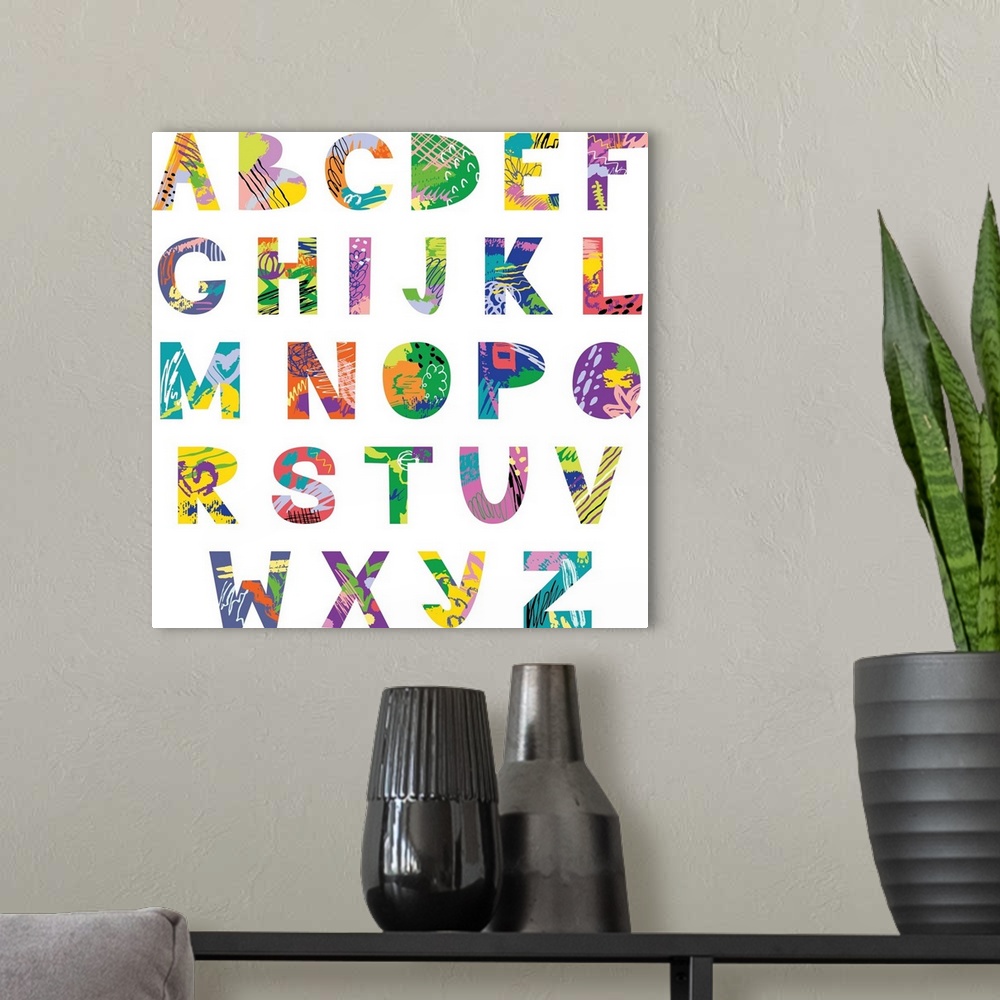 A modern room featuring Abstract Alphabet