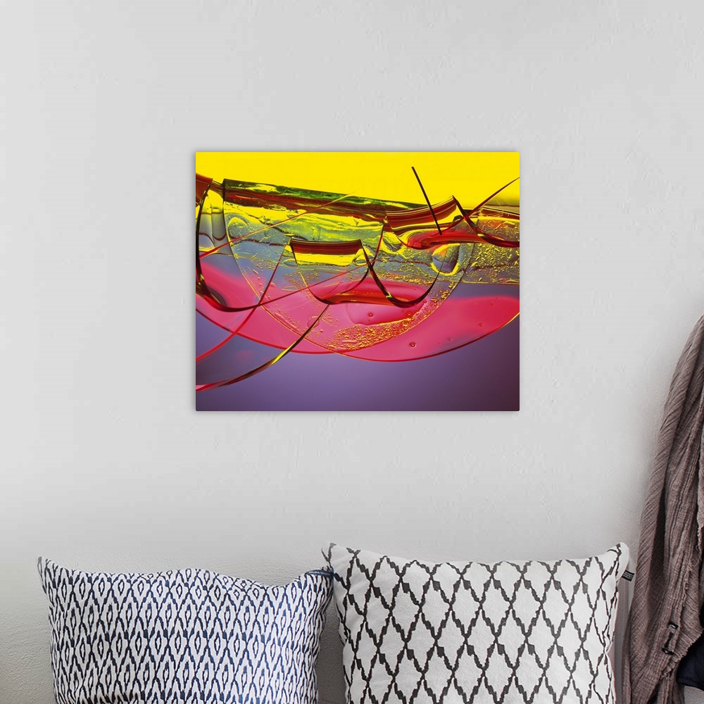 A bohemian room featuring Abstract background, acrylic object, colored background