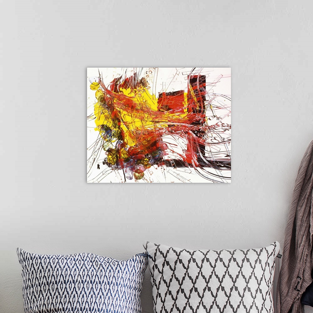 A bohemian room featuring Abstract background, acrylic object, white background