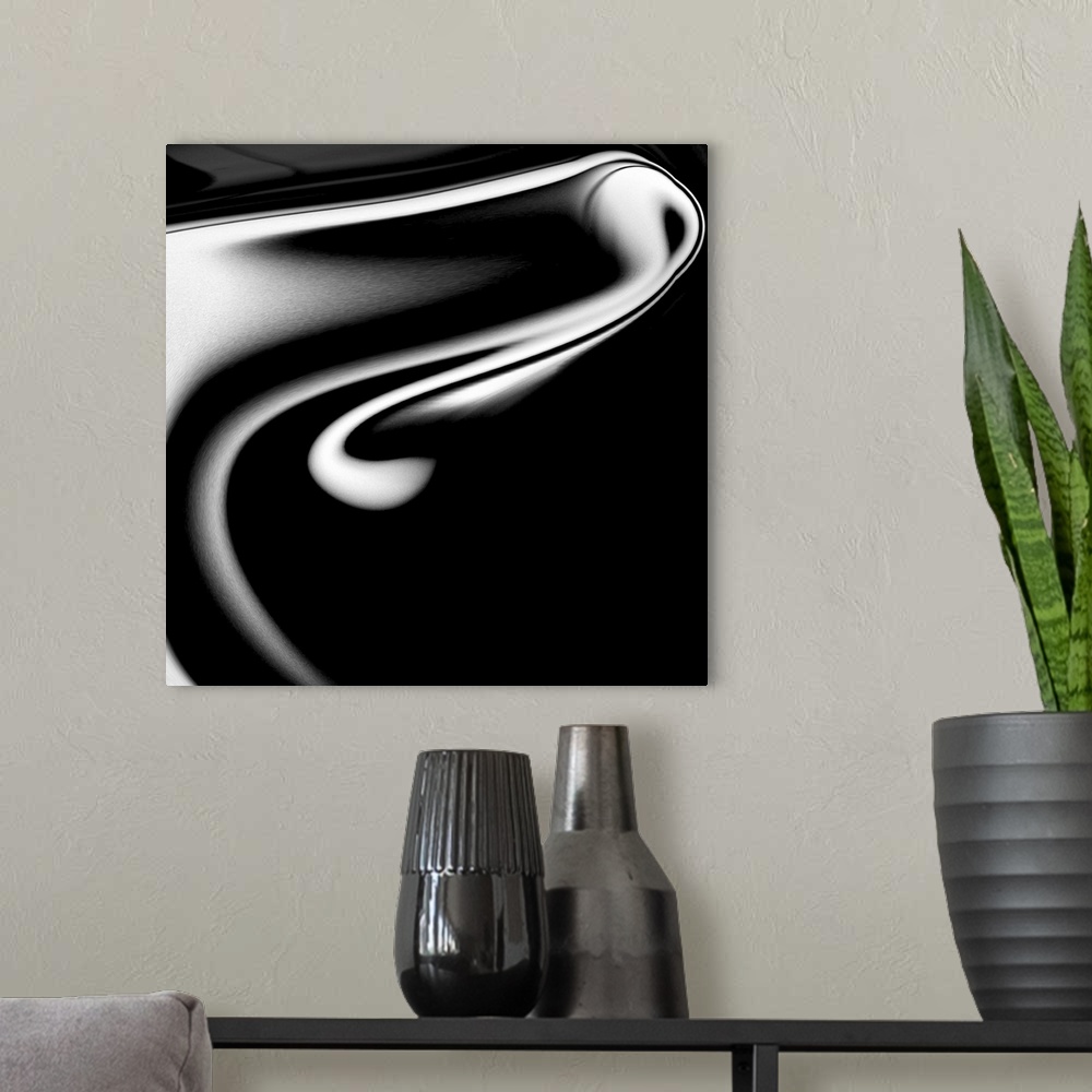 A modern room featuring Contemporary tonal abstract image of curving structure up-close.