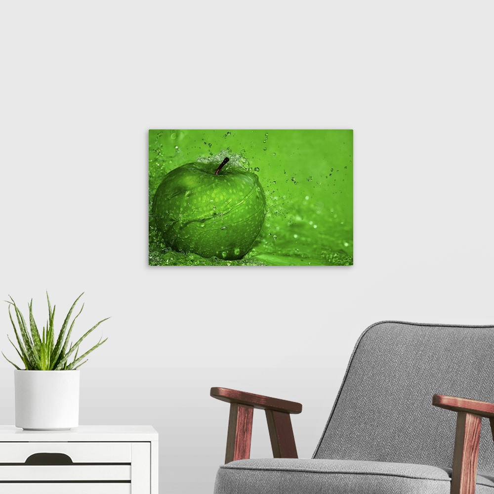 A modern room featuring Everything is a little bit refreshing when you eat a sour apple.