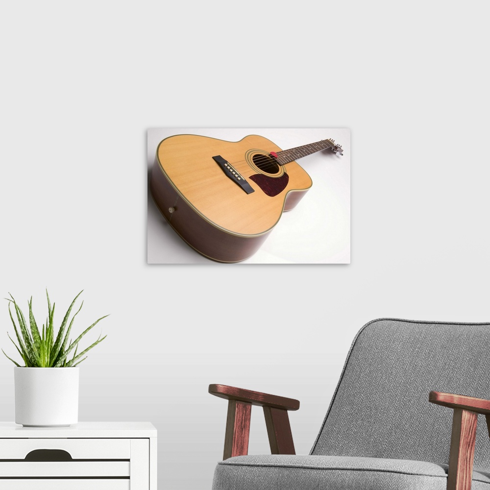 A modern room featuring Acoustic guitar