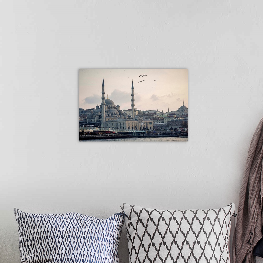 A bohemian room featuring Istanbul. To the left is the Galata Bridge; on the lower level you can see the neon signs of rest...