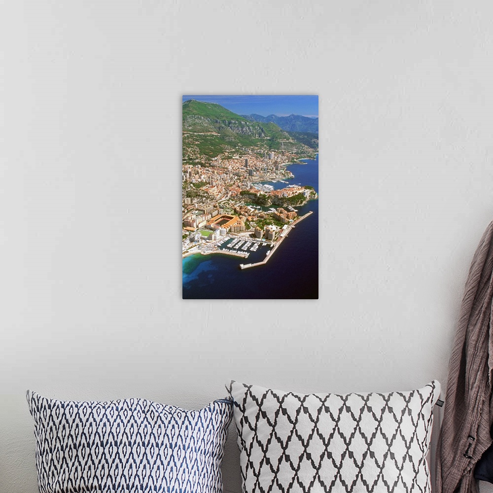 A bohemian room featuring Aerial view of a city, Monte Carlo, Monaco, France