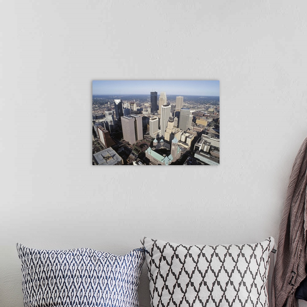 A bohemian room featuring Aerial view of downtown Minneapolis , Minnesota