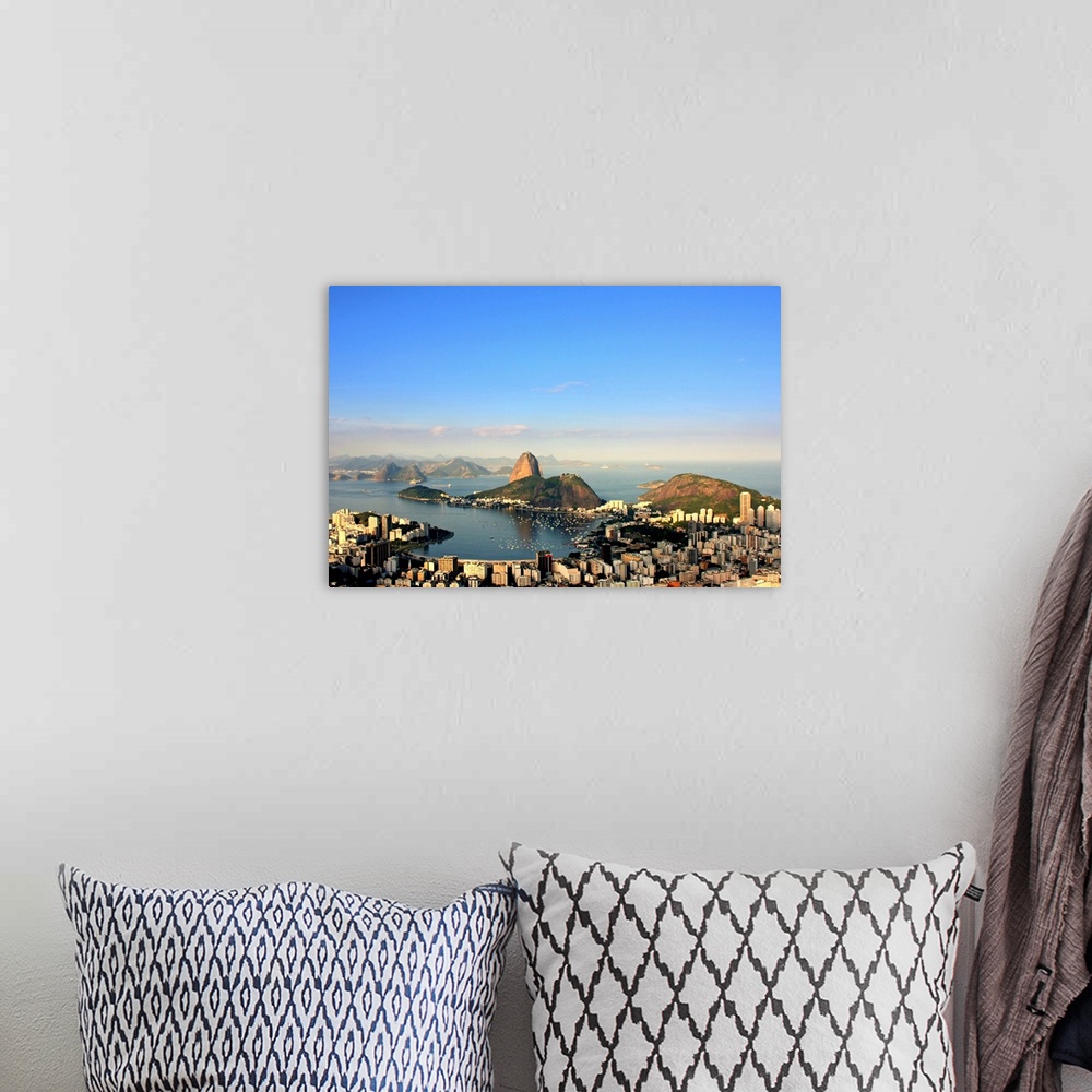 A bohemian room featuring Aerial view of Guanabara Bay with Sugar Loaf Mountain in background.