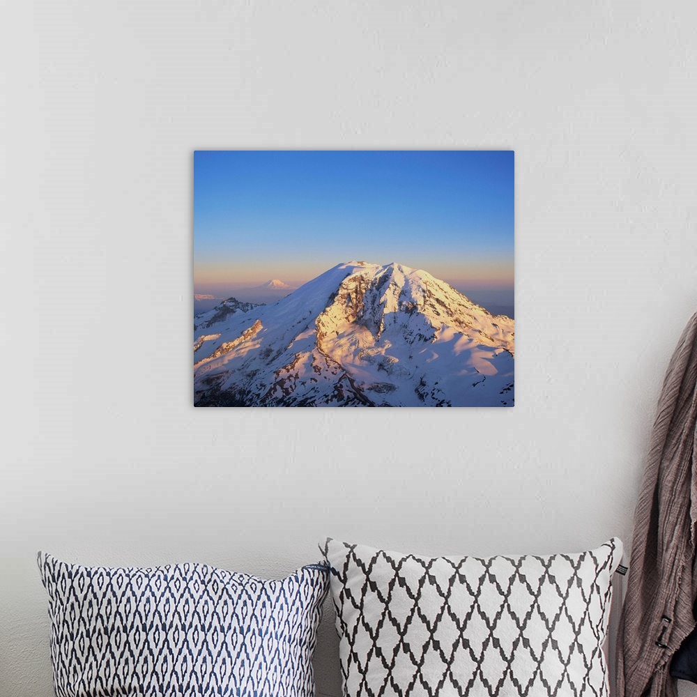 A bohemian room featuring Aerial View Of Mount Rainier