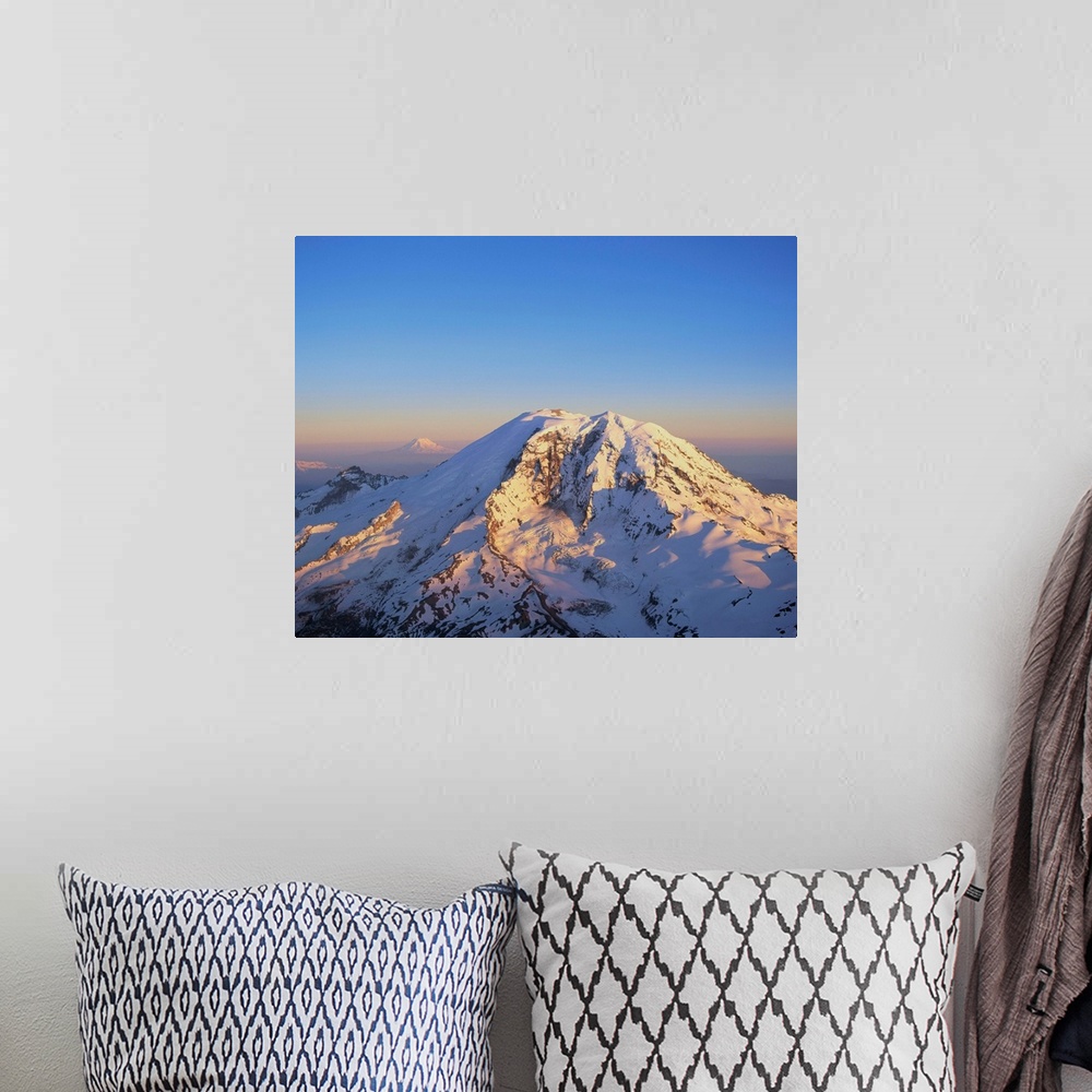 A bohemian room featuring Aerial View Of Mount Rainier