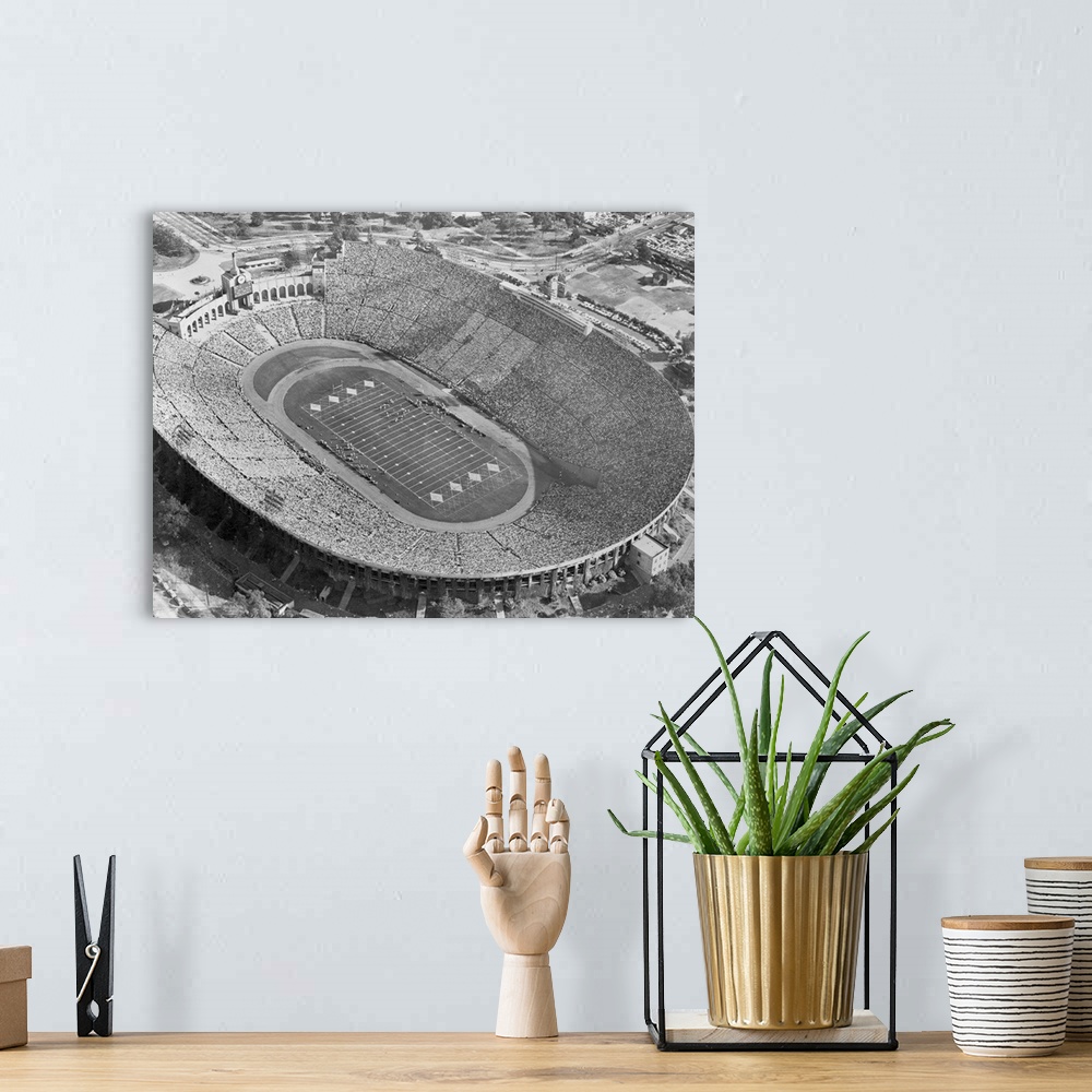 A bohemian room featuring Aerial View of the Los Angeles Coliseum