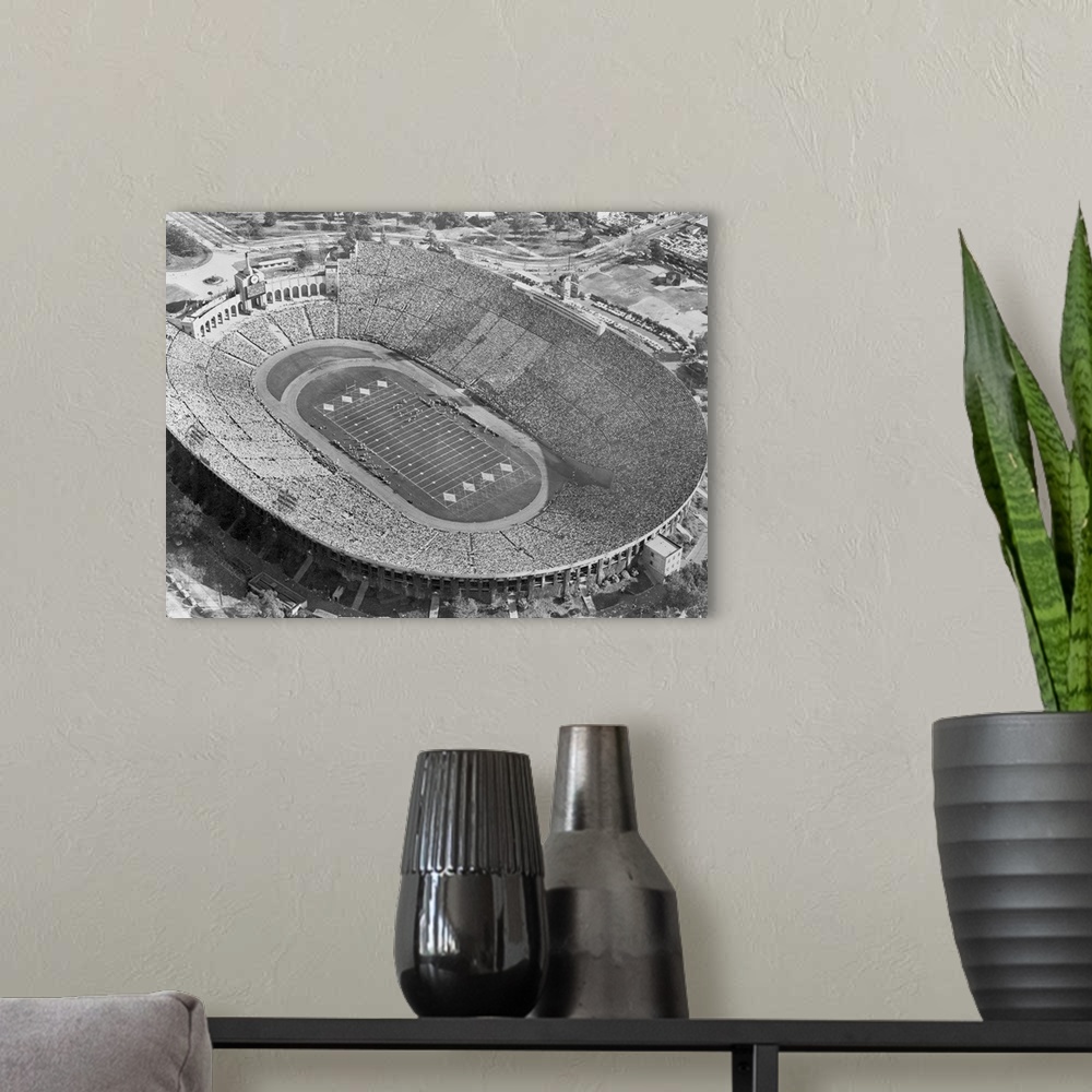 A modern room featuring Aerial View of the Los Angeles Coliseum