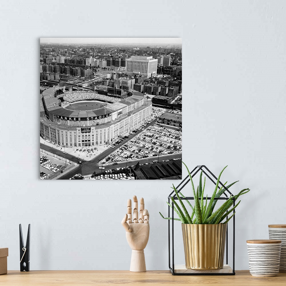 A bohemian room featuring 7/4/61-New York: Aerial view of Yankee Stadium, Fourth of July.