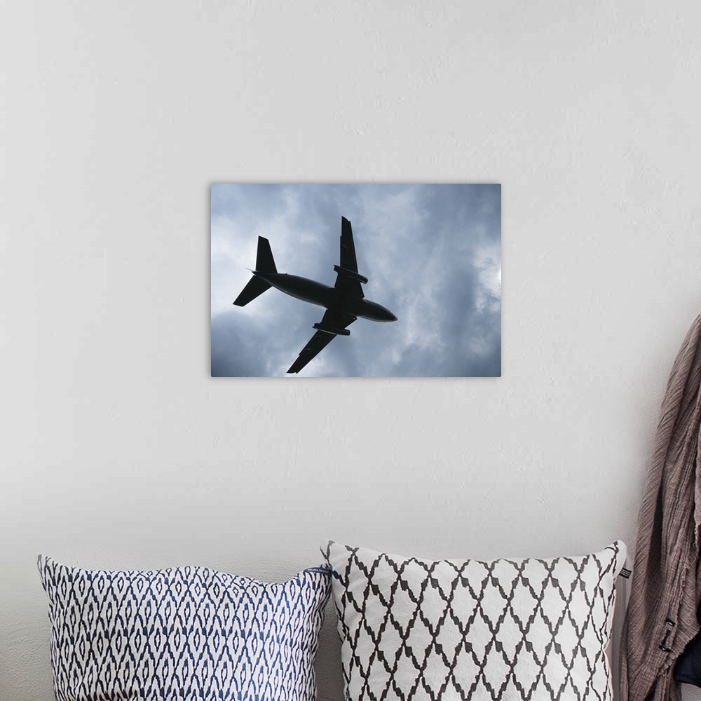 A bohemian room featuring Airplane in air, low angle view