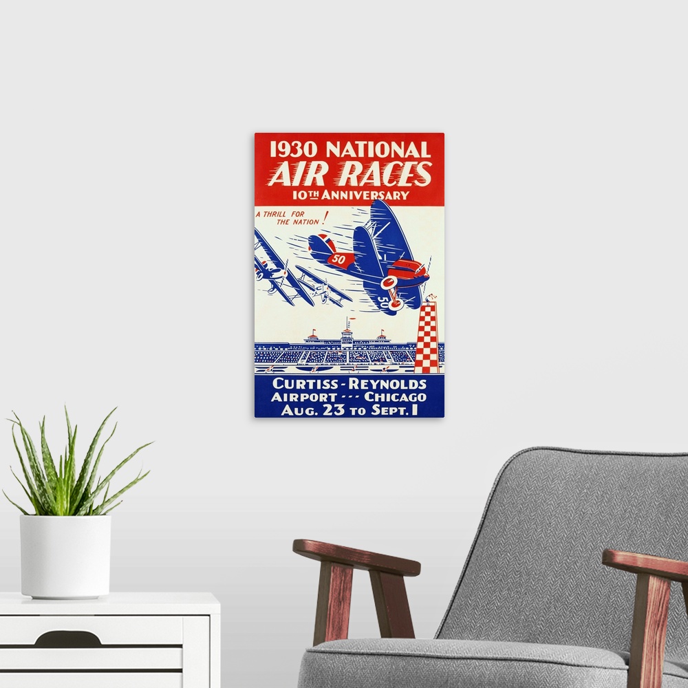 A modern room featuring American Poster For 1930 National Air Races