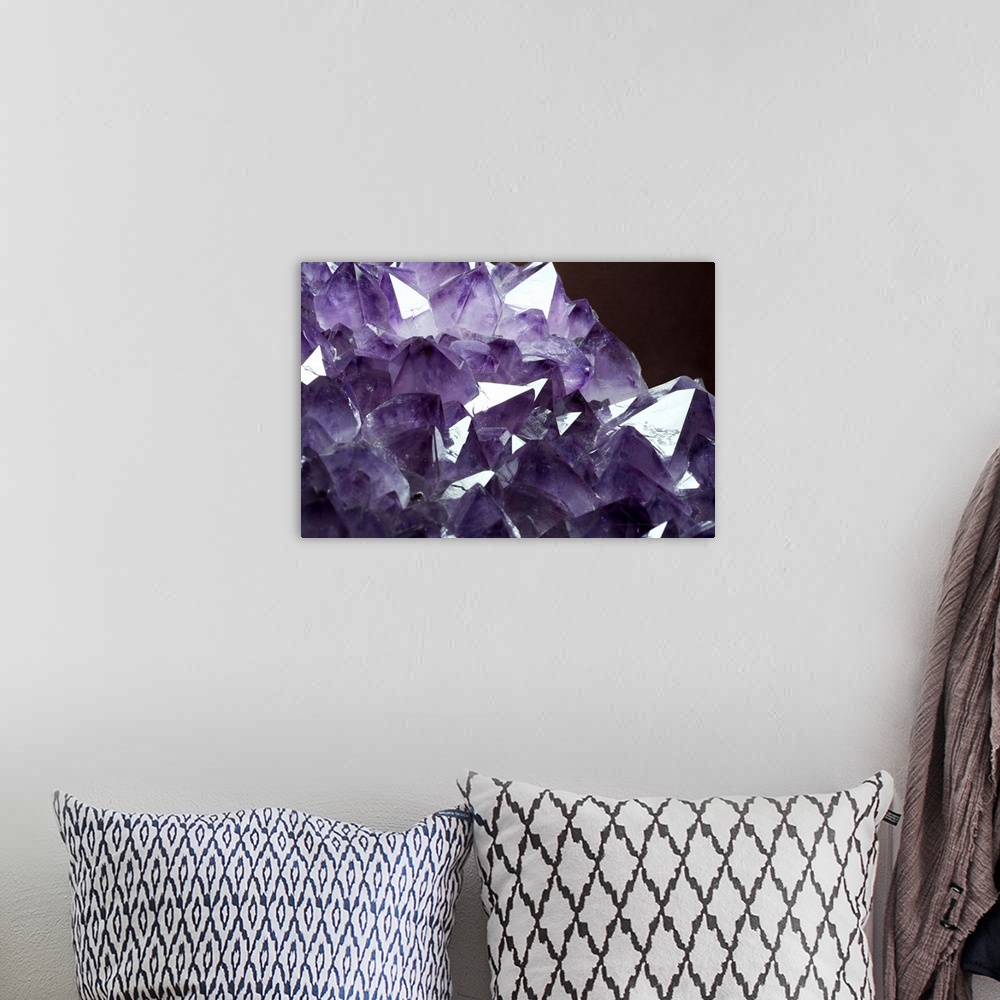 A bohemian room featuring Amethyst crystals from Gerais, Brazil.