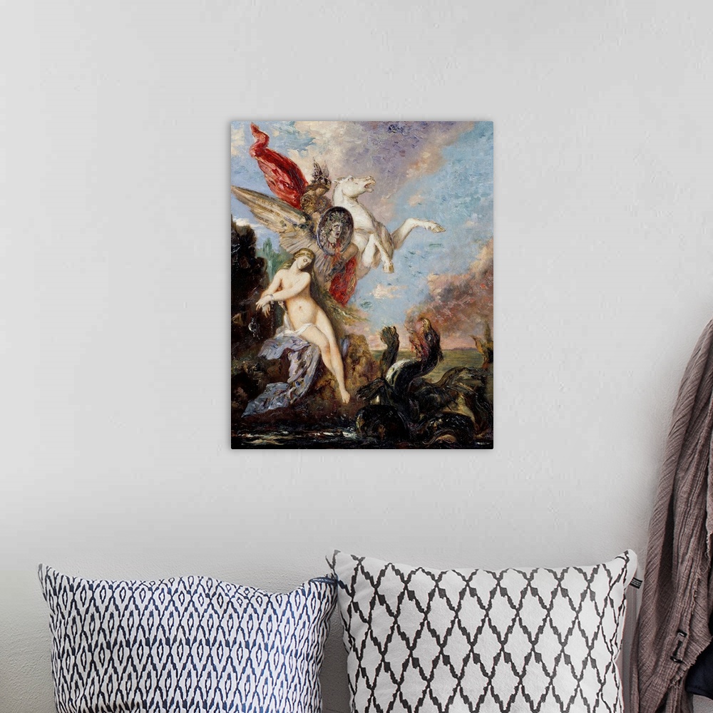 A bohemian room featuring Andromeda chained to a rock rescued by Perseus. Painting by Gustave Moreau (1826-1898), 1870. Gus...