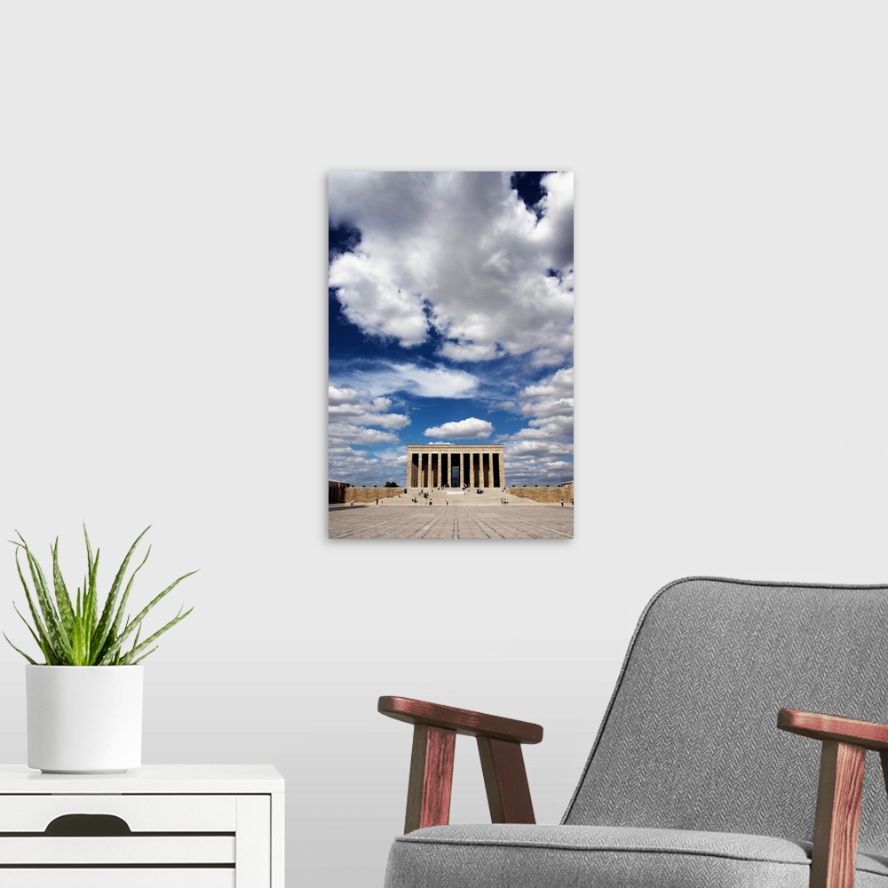 A modern room featuring Anitkabir  Mausoleum  of Mustafa Kemal Ataturk the leader of the Turkish War of Independence and ...