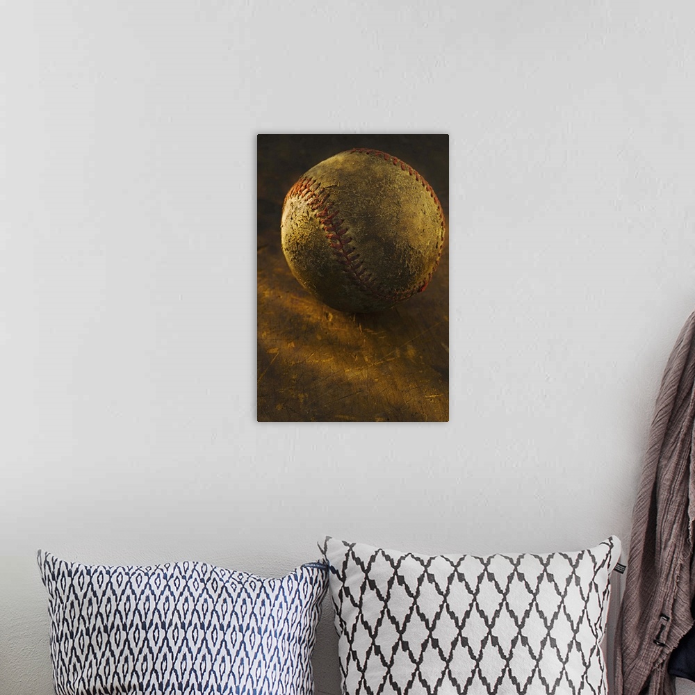A bohemian room featuring Antique baseball on wooden floor