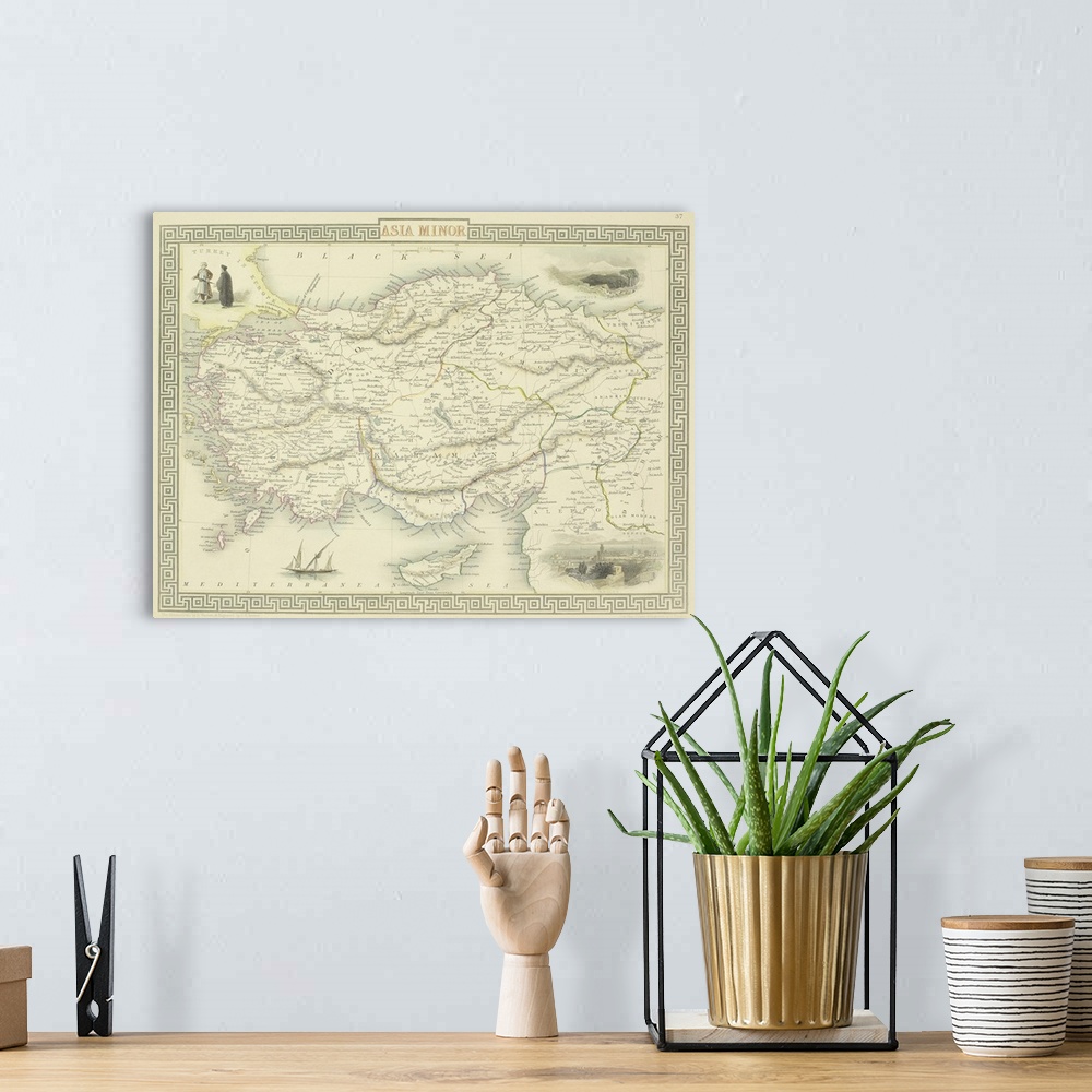 A bohemian room featuring Antique map of Asia Minor