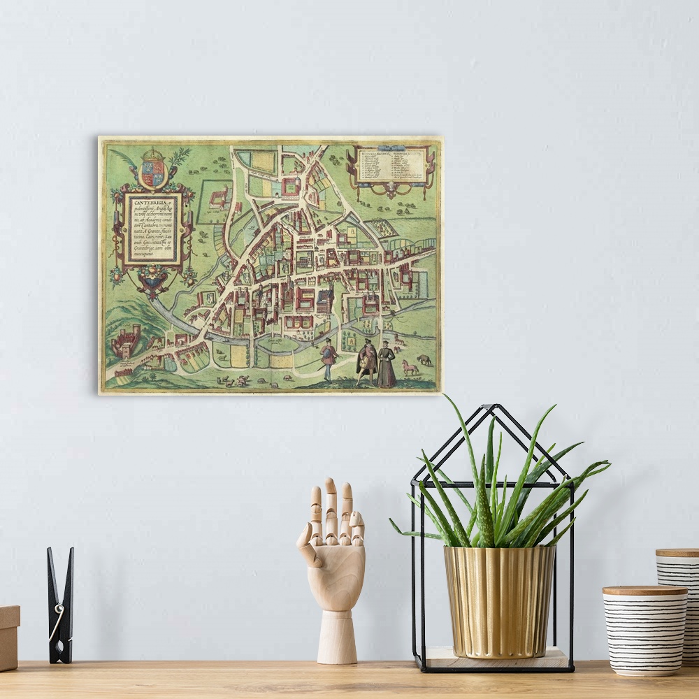 A bohemian room featuring Antique map of Cambridge , England