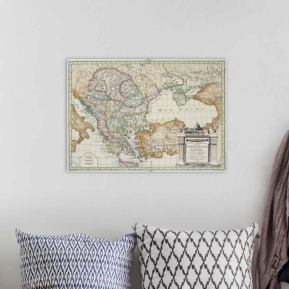 A bohemian room featuring Antique map of Eastern Europe