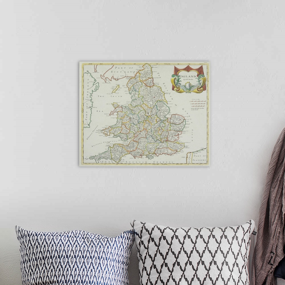 A bohemian room featuring Antique map of England