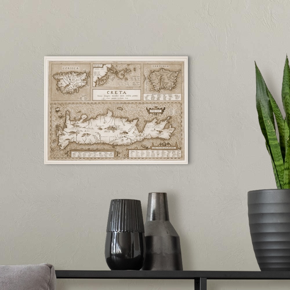 A modern room featuring Antique map of Greek islands
